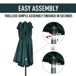 Outsunny 4.6m Double-Sided Parasol - Green - 84D-031V01 -OUTSUNNY Sales Shop outsunny 84d 031v01 6