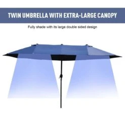 Outsunny Double-Sided Parasol 2.7x4.6Wx2.4Hm - Blue - 84D-031V01BU -OUTSUNNY Sales Shop outsunny 84d 031v01bu 2