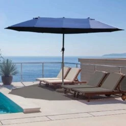 Outsunny Double-Sided Parasol 2.7x4.6Wx2.4Hm - Blue - 84D-031V01BU