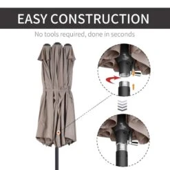 Outsunny 4.6m Double-Sided Parasol - Tan - 84D-031V01CF -OUTSUNNY Sales Shop outsunny 84d 031v01cf 4