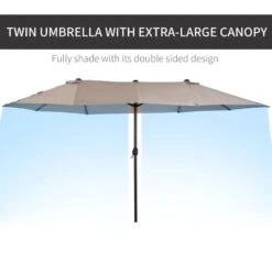 Outsunny 4.6m Double-Sided Parasol - Tan - 84D-031V01CF -OUTSUNNY Sales Shop outsunny 84d 031v01cf 5