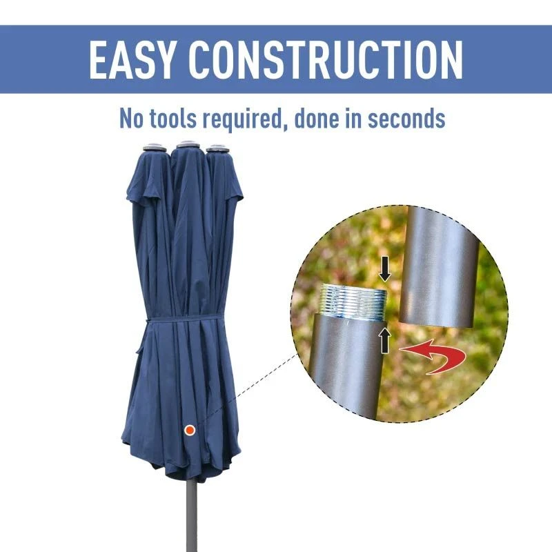 Outsunny 4.6m Double-Sided Crank Sun Shade With Cross Base - Dark Blue - 84D-031V02BU 6 Outsunny 4.6m Double-Sided Crank Sun Shade With Cross Base - Dark Blue - 84D-031V02BU - Image 6