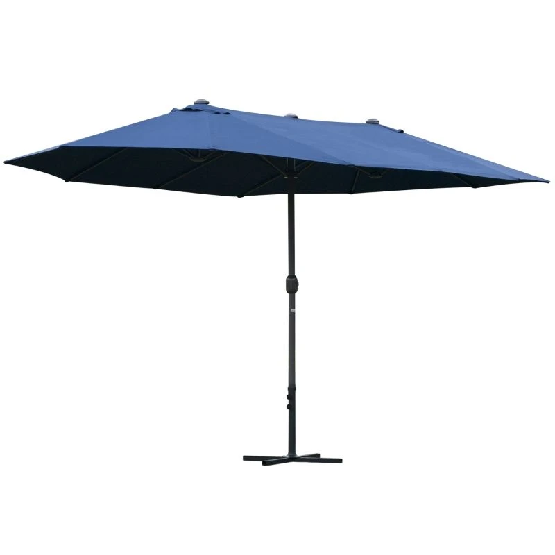 Outsunny 4.6m Double-Sided Crank Sun Shade With Cross Base - Dark Blue - 84D-031V02BU 2 Outsunny 4.6m Double-Sided Crank Sun Shade With Cross Base - Dark Blue - 84D-031V02BU - Image 2