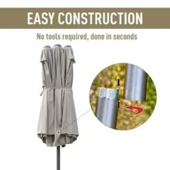 Outsunny 4.6m Double-Sided Crank Canopy With Cross Base - Beige - 84D-031V02CF -OUTSUNNY Sales Shop outsunny 84d 031v02cf 5