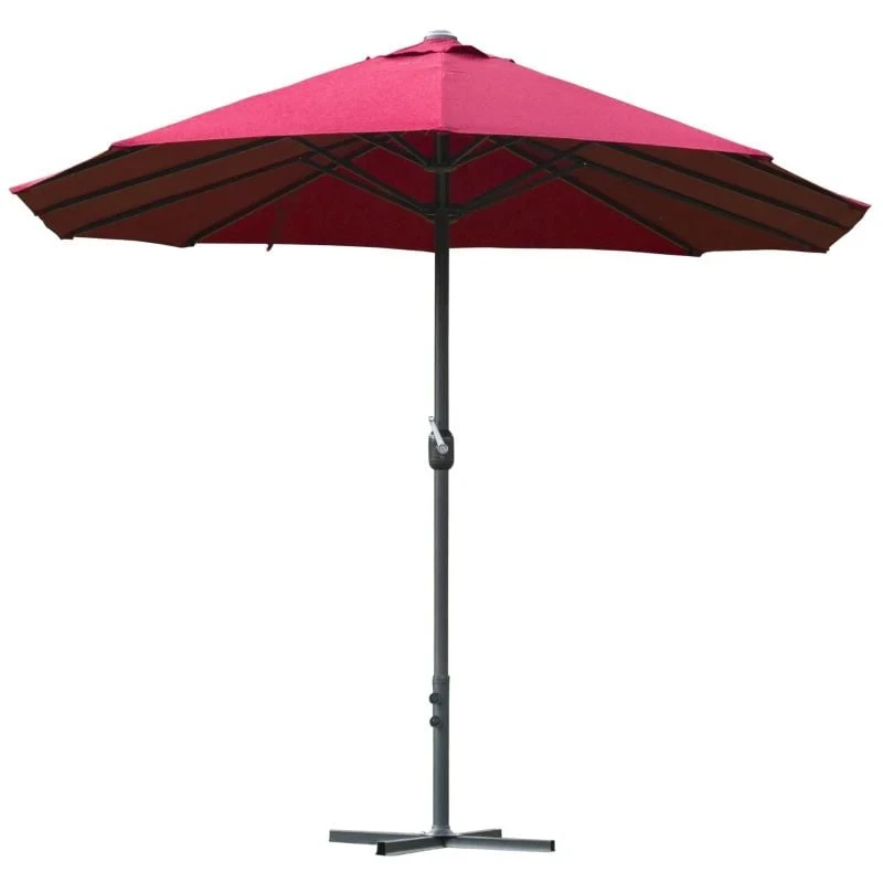 Outsunny 4.6m Double-Sided Crank Sun Shade With Cross Base - Wine Red - 84D-031V02WR 3 Outsunny 4.6m Double-Sided Crank Sun Shade With Cross Base - Wine Red - 84D-031V02WR - Image 3