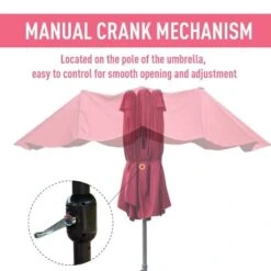 Outsunny 4.6m Double-Sided Crank Sun Shade With Cross Base - Wine Red - 84D-031V02WR 19 Outsunny 4.6m Double-Sided Crank Sun Shade With Cross Base - Wine Red - 84D-031V02WR -OUTSUNNY Sales Shop outsunny 84d 031v02wr 4