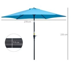 Outsunny 2.7m Tilt Patio Parasol With Crank - Blue - 84D-032BU -OUTSUNNY Sales Shop outsunny 84d 032bu 2