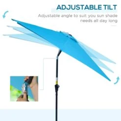 Outsunny 2.7m Tilt Patio Parasol With Crank - Blue - 84D-032BU -OUTSUNNY Sales Shop outsunny 84d 032bu 3
