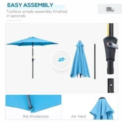 Outsunny 2.7m Tilt Patio Parasol With Crank - Blue - 84D-032BU -OUTSUNNY Sales Shop outsunny 84d 032bu 6