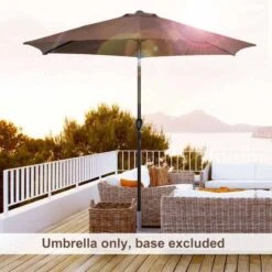 Outsunny 2.7m Patio Parasol With Tilt Crank - Coffee - 84D-032CF