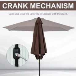 Outsunny 2.7m Patio Parasol With Tilt Crank - Coffee - 84D-032CF -OUTSUNNY Sales Shop outsunny 84d 032cf 6