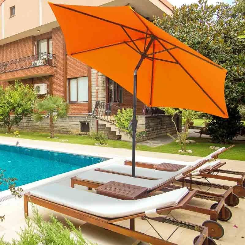 Outsunny 2.7m Tilt Patio Parasol With Crank - Orange - 84D-032OG 1 Outsunny 2.7m Tilt Patio Parasol With Crank - Orange - 84D-032OG