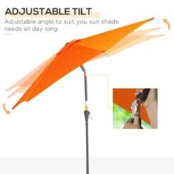 Outsunny 2.7m Tilt Patio Parasol With Crank - Orange - 84D-032OG 18 Outsunny 2.7m Tilt Patio Parasol With Crank - Orange - 84D-032OG -OUTSUNNY Sales Shop outsunny 84d 032og 3
