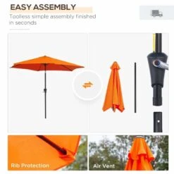 Outsunny 2.7m Tilt Patio Parasol With Crank - Orange - 84D-032OG 16 Outsunny 2.7m Tilt Patio Parasol With Crank - Orange - 84D-032OG -OUTSUNNY Sales Shop outsunny 84d 032og 4