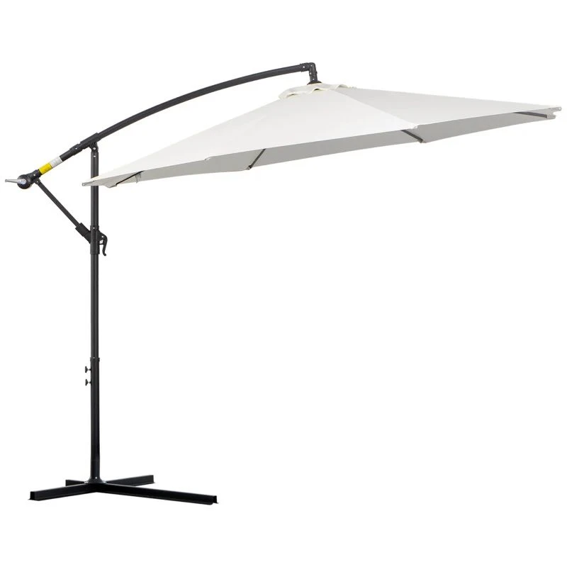 Outsunny 3m Banana Umbrella Parasol - Cream White - 84D-037CW 2 Outsunny 3m Banana Umbrella Parasol - Cream White - 84D-037CW - Image 2