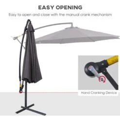 Outsunny 3m Cantilever Hanging Banana Steel Umbrella Parasol - Dark Grey - 84D-037GY -OUTSUNNY Sales Shop outsunny 84d 037gy 3