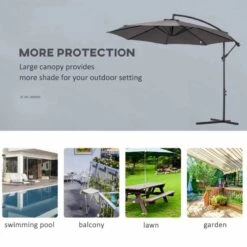 Outsunny 3m Cantilever Hanging Banana Steel Umbrella Parasol - Dark Grey - 84D-037GY -OUTSUNNY Sales Shop outsunny 84d 037gy 5
