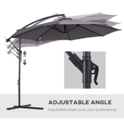 Outsunny 3m Cantilever Hanging Banana Steel Umbrella Parasol - Dark Grey - 84D-037GY -OUTSUNNY Sales Shop outsunny 84d 037gy 6