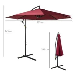 Outsunny 3m Cantilever Hanging Banana Steel Parasol - Wine Red - 84D-037WR 18 Outsunny 3m Cantilever Hanging Banana Steel Parasol - Wine Red - 84D-037WR -OUTSUNNY Sales Shop outsunny 84d 037wr 1