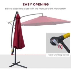 Outsunny 3m Cantilever Hanging Banana Steel Parasol - Wine Red - 84D-037WR 17 Outsunny 3m Cantilever Hanging Banana Steel Parasol - Wine Red - 84D-037WR -OUTSUNNY Sales Shop outsunny 84d 037wr 2