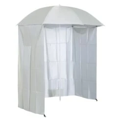 Outsunny 2.2m Fishing Umbrella Parasol With Side - Cream White - 84D-038CW