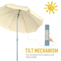 Outsunny 2.2m Tilt Beach Parasol - Cream White - 84D-039CW -OUTSUNNY Sales Shop outsunny 84d 039cw 3