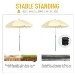 Outsunny 2.2m Tilt Beach Parasol - Cream White - 84D-039CW -OUTSUNNY Sales Shop outsunny 84d 039cw 6