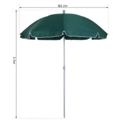 Outsunny Beach Umbrella Parasol 2.2m - Dark Green - 84D-039GN -OUTSUNNY Sales Shop outsunny 84d 039gn 12