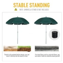 Outsunny Beach Umbrella Parasol 2.2m - Dark Green - 84D-039GN -OUTSUNNY Sales Shop outsunny 84d 039gn 5