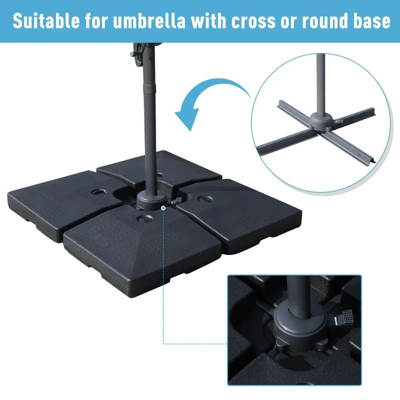 Outsunny 4 Piece HDPE Portable Umbrella Base 4.6cm - Black - 84D-048 9 Outsunny 4 Piece HDPE Portable Umbrella Base 4.6cm - Black - 84D-048 - Image 9