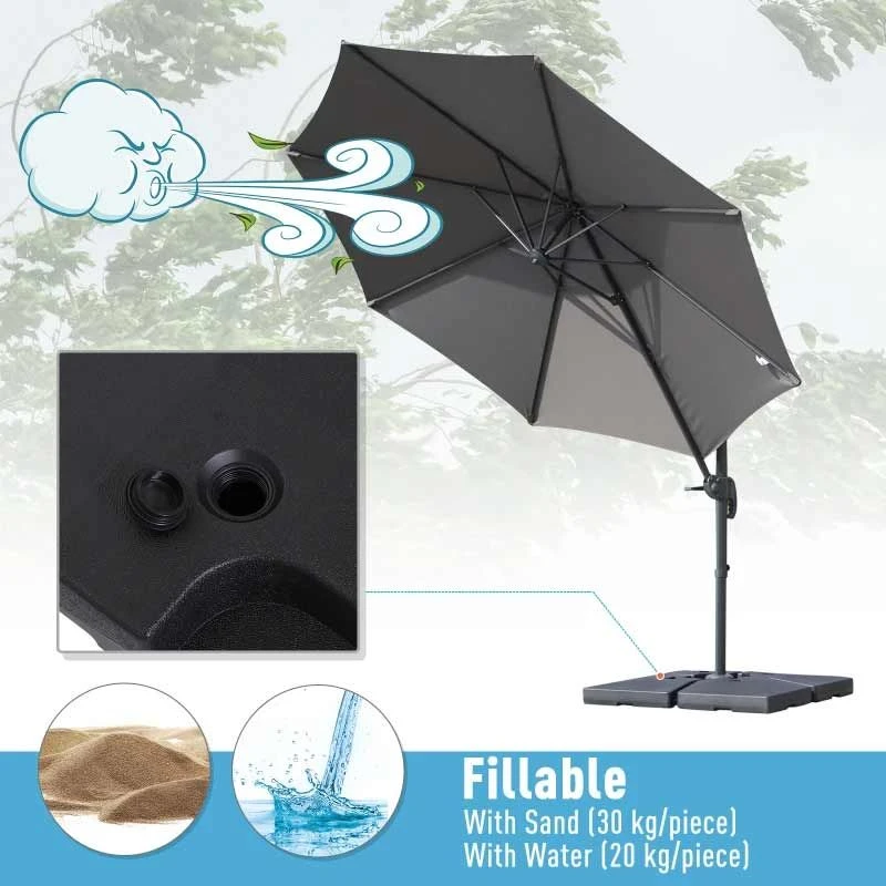 Outsunny 4 Piece HDPE Portable Umbrella Base 4.6cm - Black - 84D-048 8 Outsunny 4 Piece HDPE Portable Umbrella Base 4.6cm - Black - 84D-048 - Image 8