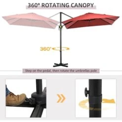 Outsunny 2.5 X 2.5m Offset Cantilever Parasol Hanging 360° Rotation With Crank Handle And Cross Base - Wine Red - 84D-051V00WR 18 Outsunny 2.5 X 2.5m Offset Cantilever Parasol Hanging 360° Rotation With Crank Handle And Cross Base - Wine Red - 84D-051V00WR -OUTSUNNY Sales Shop outsunny 84d 051v00wr 3