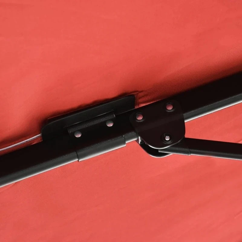 Outsunny 2.5 X 2.5m Offset Cantilever Parasol Hanging 360° Rotation With Crank Handle And Cross Base - Wine Red - 84D-051V00WR 5 Outsunny 2.5 X 2.5m Offset Cantilever Parasol Hanging 360° Rotation With Crank Handle And Cross Base - Wine Red - 84D-051V00WR - Image 5