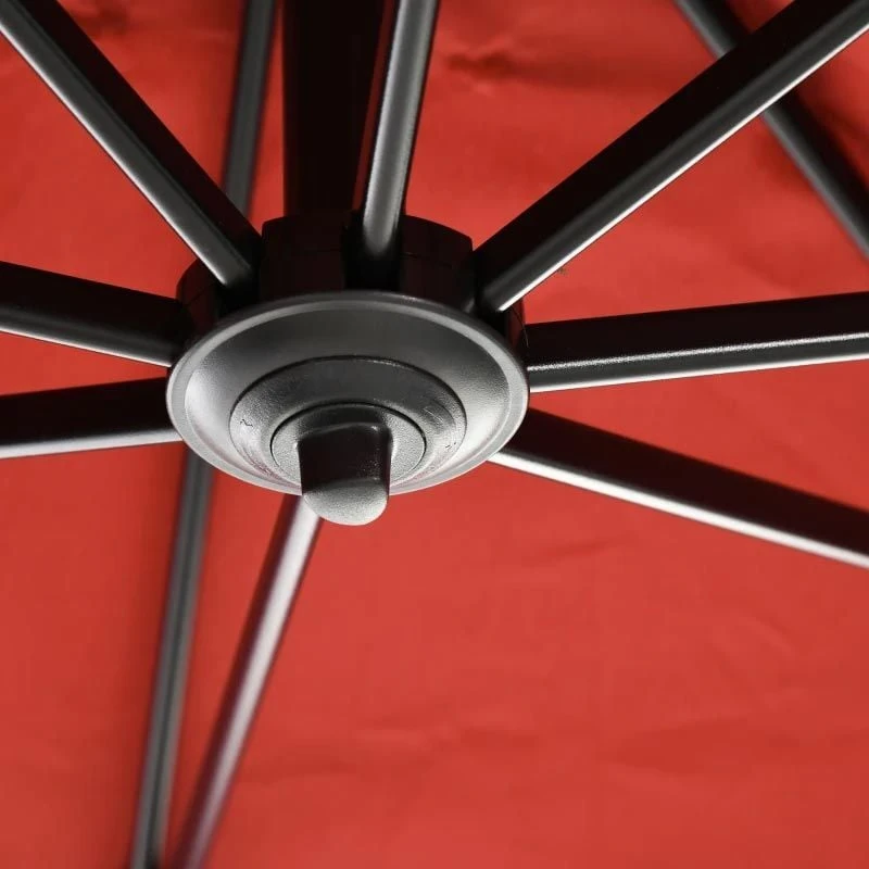 Outsunny 2.5 X 2.5m Offset Cantilever Parasol Hanging 360° Rotation With Crank Handle And Cross Base - Wine Red - 84D-051V00WR 4 Outsunny 2.5 X 2.5m Offset Cantilever Parasol Hanging 360° Rotation With Crank Handle And Cross Base - Wine Red - 84D-051V00WR - Image 4