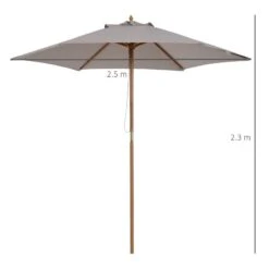 Outsunny 2.5m Wooden Parasol - Grey - 84D-056GY -OUTSUNNY Sales Shop outsunny 84d 056gy 2