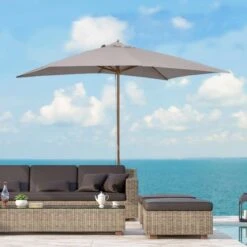 Outsunny Wooden Parasol - Light Grey - 84D-057GY