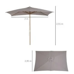 Outsunny Wooden Parasol - Light Grey - 84D-057GY -OUTSUNNY Sales Shop outsunny 84d 057gy 2