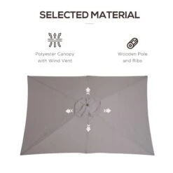 Outsunny Wooden Parasol - Light Grey - 84D-057GY -OUTSUNNY Sales Shop outsunny 84d 057gy 5