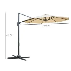 Outsunny Round Umbrella Parasol With Tilt 360 Rotation And Hand Crank Cross Base - Beige - 84D-065BG -OUTSUNNY Sales Shop outsunny 84d 065bg 2
