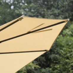 Outsunny Round Umbrella Parasol With Tilt 360 Rotation And Hand Crank Cross Base - Beige - 84D-065BG -OUTSUNNY Sales Shop outsunny 84d 065bg 7