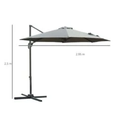 Outsunny 3m Cantilever Hanging Offset Parasol 360° Rotation With Base - Dark Grey - 84D-065CG -OUTSUNNY Sales Shop outsunny 84d 065cg 2