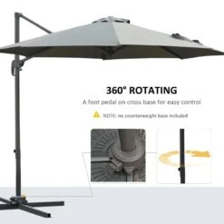 Outsunny 3m Cantilever Hanging Offset Parasol 360° Rotation With Base - Dark Grey - 84D-065CG -OUTSUNNY Sales Shop outsunny 84d 065cg 3