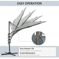 Outsunny 3m Cantilever Hanging Offset Parasol 360° Rotation With Base - Dark Grey - 84D-065CG -OUTSUNNY Sales Shop outsunny 84d 065cg 4