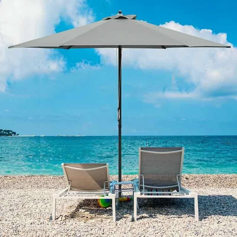 Outsunny 2.8m Patio Sun Parasol With 6 Ribs - Dark Grey - 84D-067CG 1 Outsunny 2.8m Patio Sun Parasol With 6 Ribs - Dark Grey - 84D-067CG