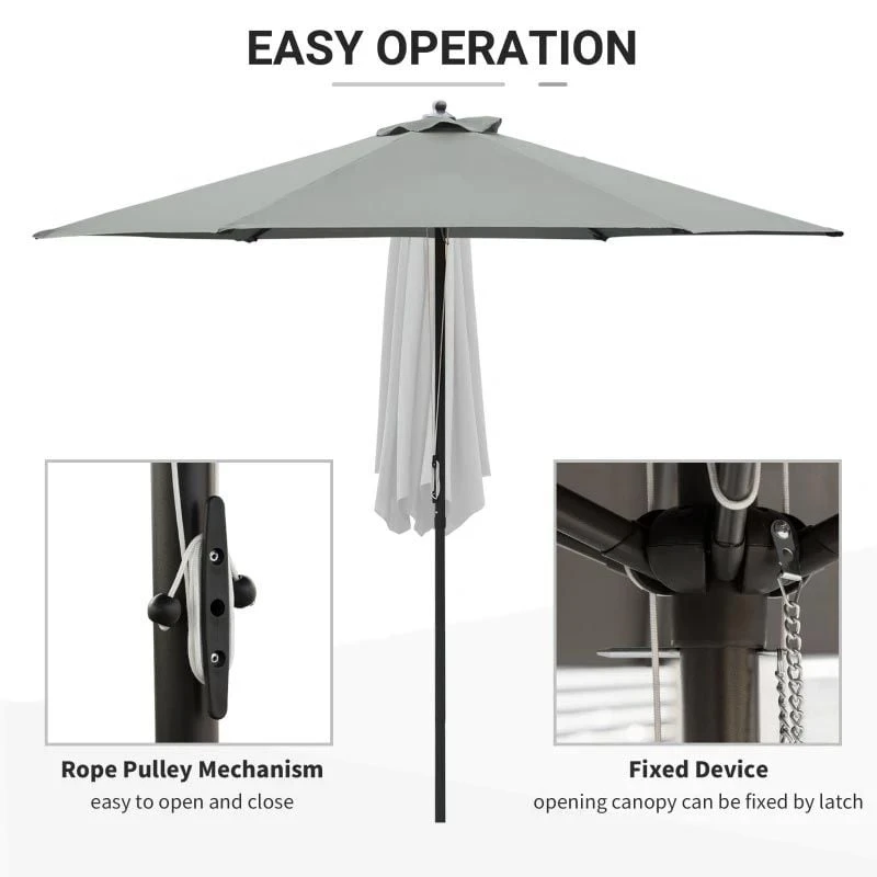 Outsunny 2.8m Patio Sun Parasol With 6 Ribs - Dark Grey - 84D-067CG 7 Outsunny 2.8m Patio Sun Parasol With 6 Ribs - Dark Grey - 84D-067CG - Image 7