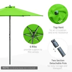 Outsunny 2.8m Patio Sun Parasol With 6 Ribs - Green - 84D-067GN -OUTSUNNY Sales Shop outsunny 84d 067gn 1
