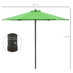 Outsunny 2.8m Patio Sun Parasol With 6 Ribs - Green - 84D-067GN -OUTSUNNY Sales Shop outsunny 84d 067gn 3