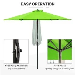 Outsunny 2.8m Patio Sun Parasol With 6 Ribs - Green - 84D-067GN -OUTSUNNY Sales Shop outsunny 84d 067gn 5