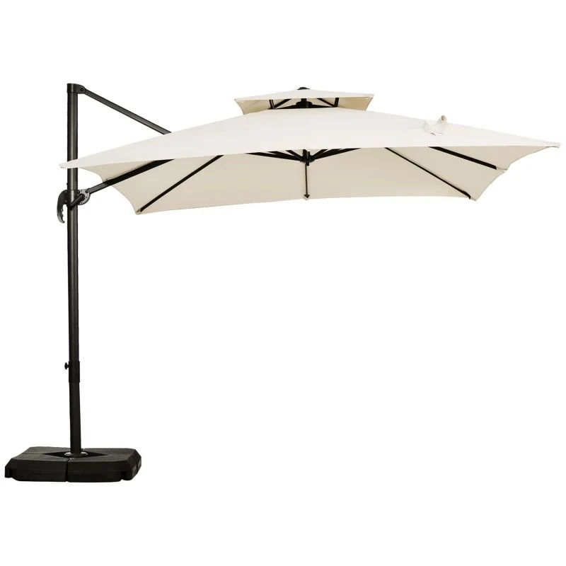 Outsunny Steel Frame Outdoor Roma Cantilever Umbrella - Beige - 84D-073 2 Outsunny Steel Frame Outdoor Roma Cantilever Umbrella - Beige - 84D-073 - Image 2