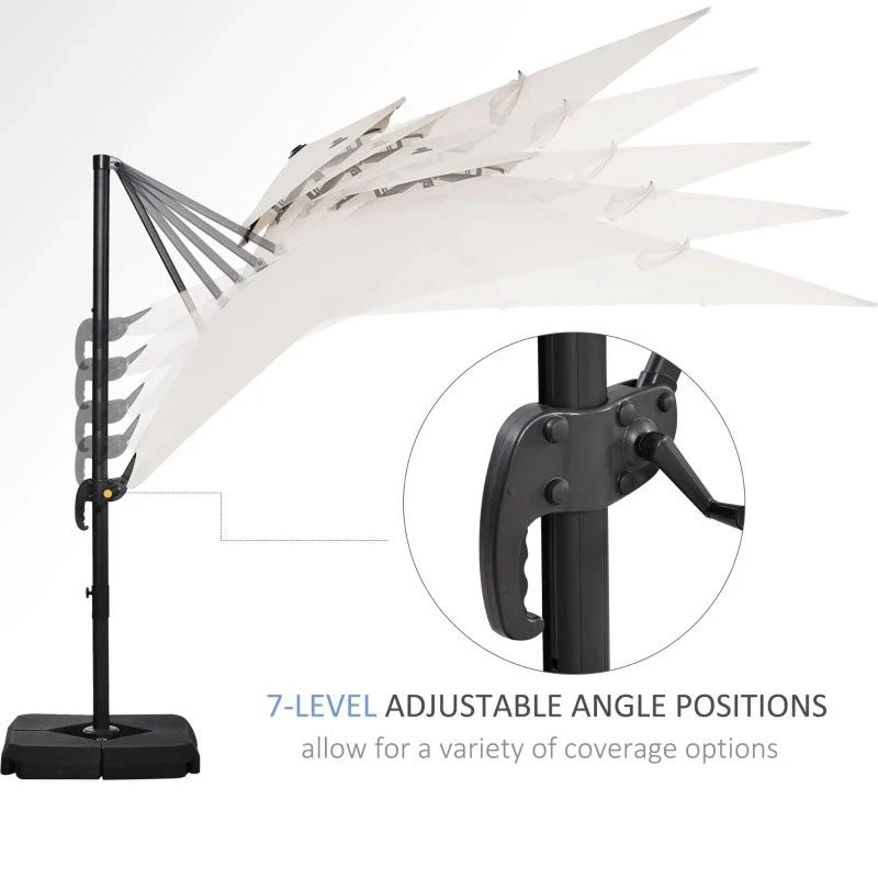 Outsunny Steel Frame Outdoor Roma Cantilever Umbrella - Beige - 84D-073 9 Outsunny Steel Frame Outdoor Roma Cantilever Umbrella - Beige - 84D-073 - Image 9